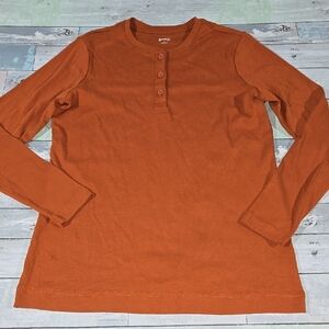 Duluth Trading Co Long Sleeve Burnt Orange 100% Cotton Shirt